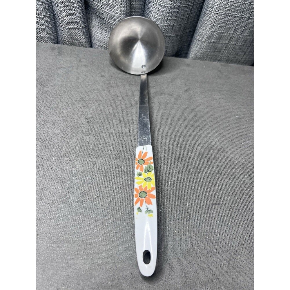 VTG EKCO Country Garden Daisy Ladle Stainless Steel Orange Kitchen Utensil